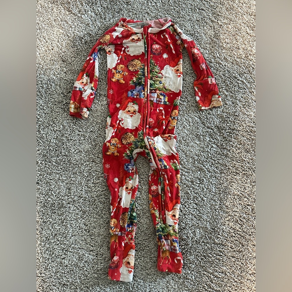 Bums and Roses Cozy Christmas Red Kids Footie Pajamas